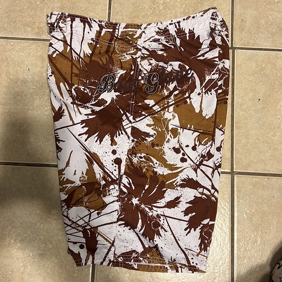BodyGlove swim Trunks Size 34 Color White and Brown with one Side pocket - Picture 2 of 9